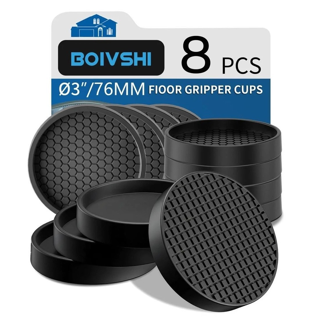 8 Pack 76mm Furniture Coasters Sofa Bed Wheel Stopper Non-Slip Floor Protectors