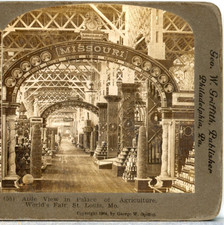 ST. LOUIS WORLDS FAIR, Aisle View In Palace Of Agriculture--Stereoview SL16