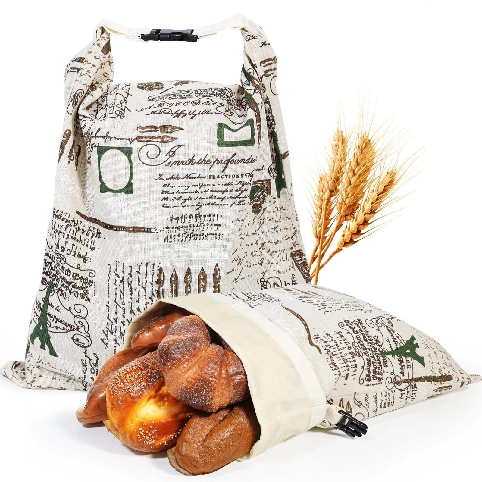 Beeswax Cotton Bread Bags - Large Reusable Sourdough Storage Bags for Homemad...