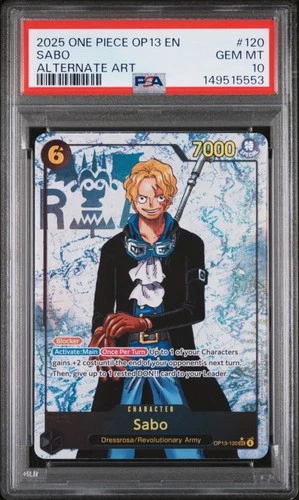 2025 ONE PIECE OP13-CARRYING ON HIS WILL ALTERNATE ART #120 SABO PSA 10