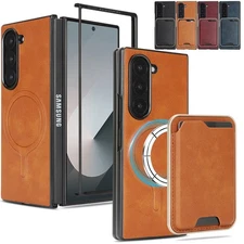 For Samsung Galaxy Z Fold 7 6 5 4 3 Mag Safe Detachable PU Leather Card Case
