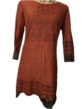 Studio M Dress Womens Small cut out lace overlay rust red New NWT lined