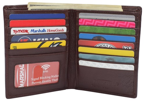 Mens RFID Signal Blocking Cow Leather European Hipster Credit Card ID Wallet