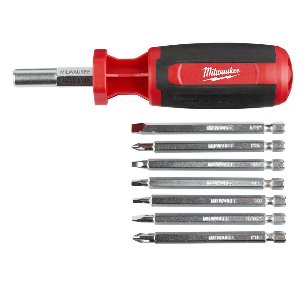Milwaukee 9-in-1 SQUARE DRIVE MULTI-BIT DRIVER SCREWDRIVER Crome