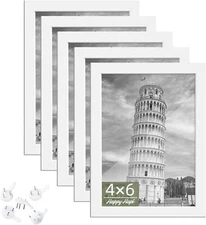HappyHapi 4x6 Picture Frame Set of 5, Photo Frames for 4x6, white*5 