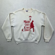Vintage Russell Sweater Youth Large White Graphic Crewneck Main Street Dance
