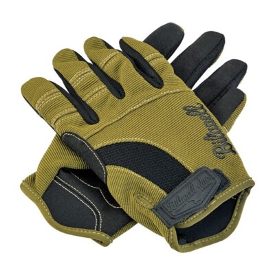 Gloves Handschuhe Biltwell Motorrad olive black tan technischer Stoff und Lederhandfläche