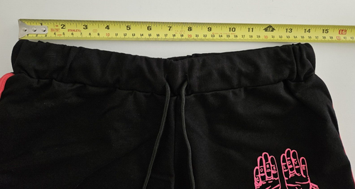 More Love Girls Size Large Shorts Black Pink Trim Handprint Made in Italy NWT - Picture 10 of 11