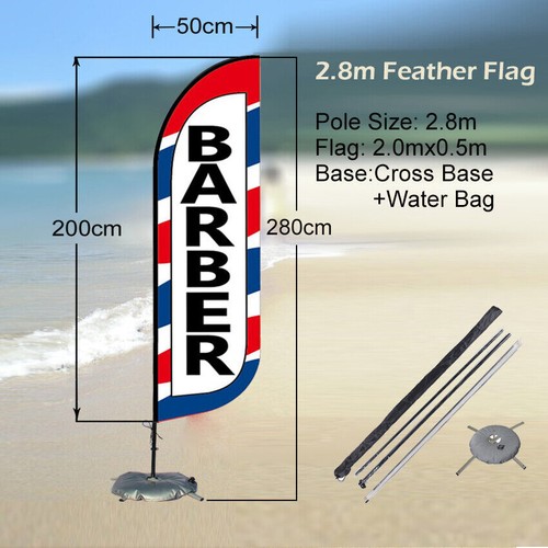 BARBER Double Side Flag 2.8m Feather Swoop Advertising Bow Flag Banner Promotion - Picture 12 of 12