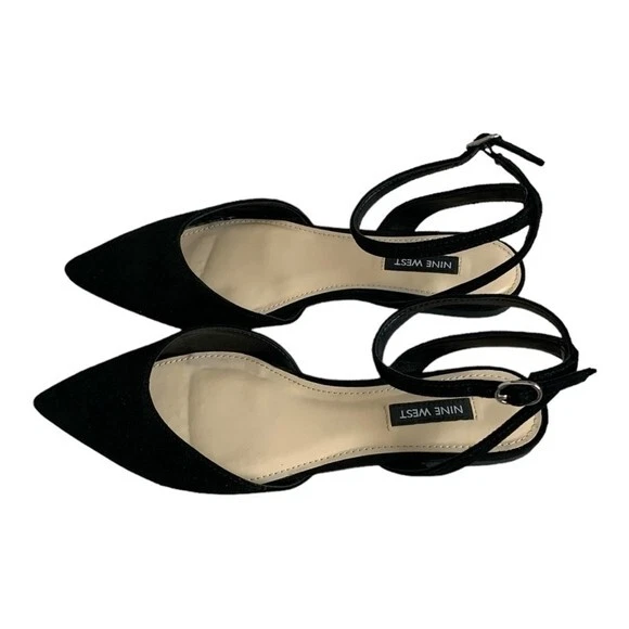 Nine West Briy Black Suede Flats Women’s Ankle Strap Pointed Toe Size 6 - Image 4 of 4