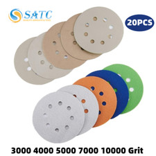 20PCS 5 inch Wet Dry Sanding Discs 3000-10000 Grit 8-Hole Hook Loop Sandpaper