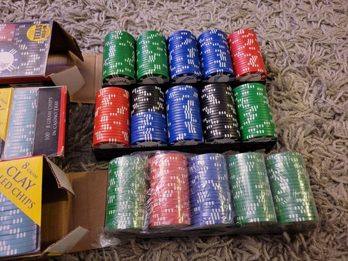 (3) Bicycle Poker Chips Boxes - 8 Gram Clay Chips w/ Tray (100) x 3 - Picture 2 of 2