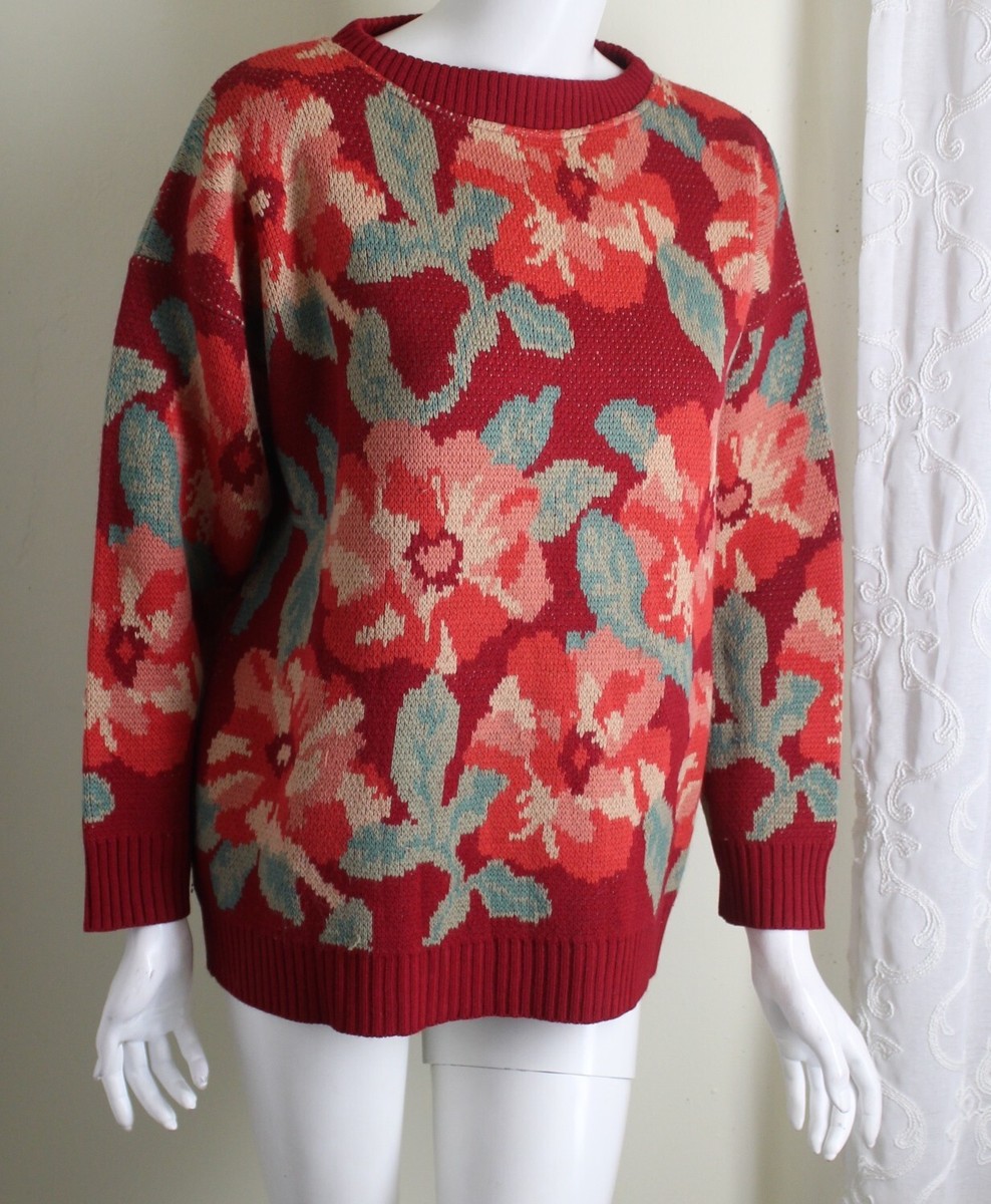 KENZO Album Sz M Italy Graphic Floral Wool Vintage 80s 90s Art-to