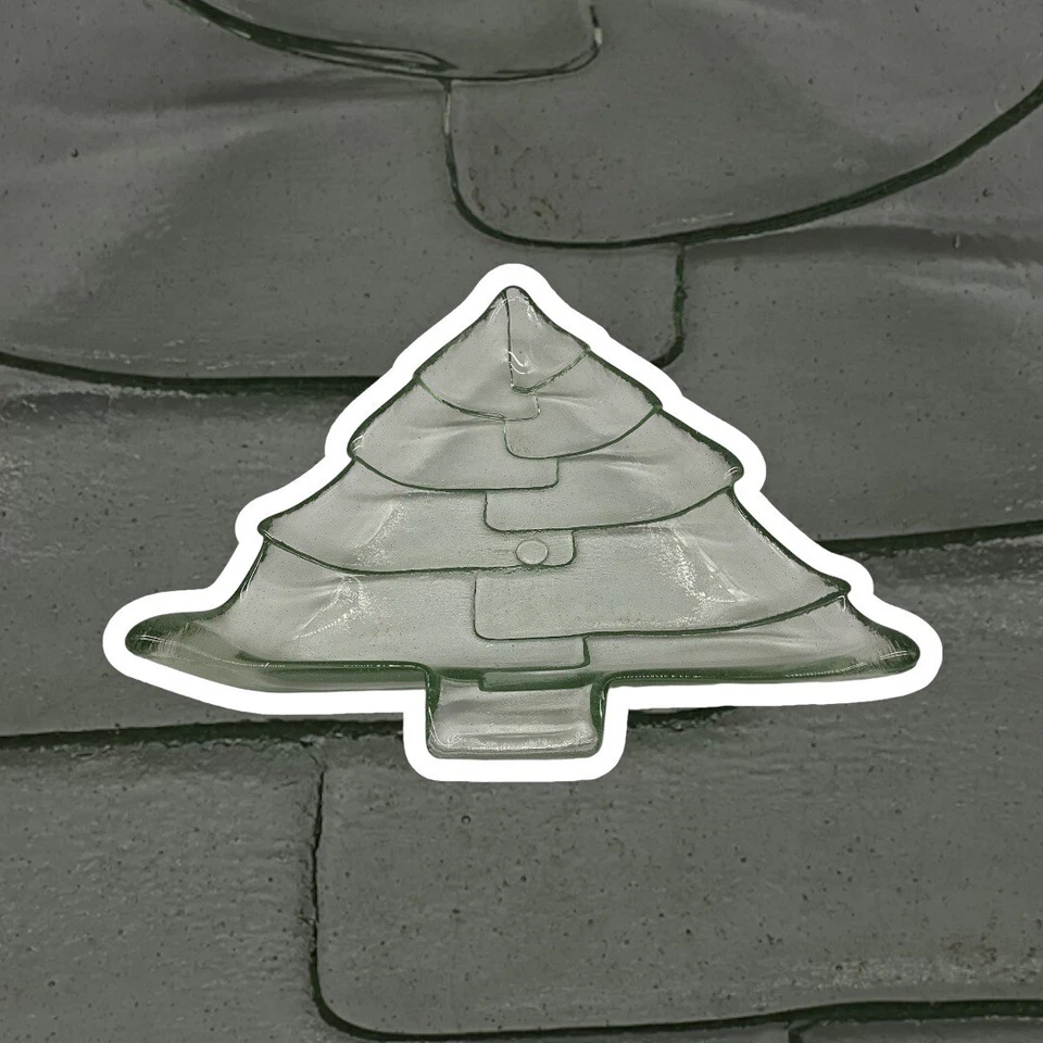 Plato de árbol de Navidad de vidrio verde reciclado vintage Martha Stewart decoración navideña Foto 4 de 4