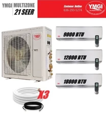 YMGI 39000 BTU 3 Zone Ductles Mini Split Air Conditioner Cool Heat NMU