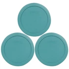 Pyrex 7201-PC 4 Cup Round Plastic Turquoise Replacement Lid for Glass Bowl 3PK