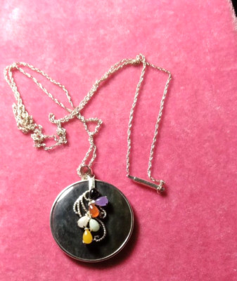 JC Grüne Jade Rund Anhänger Jade Mehrfarbig Edelsteine Sterling