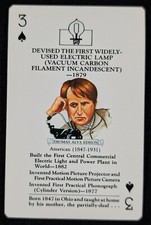 Thomas Edison Electric Lamp 1989 Inventors Playing Card #3 (NM)