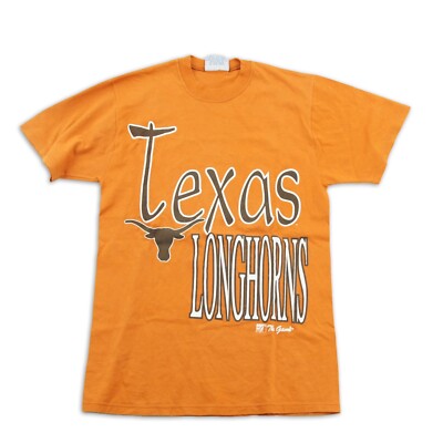 Texas Longhorns T-Shirt Gr. M Football Vintage Logo Orange Baumwolle 90er