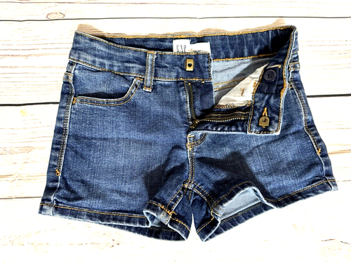 Gap Kids jean shorts girls 7 medium wash blue denim hook & eye closure set of 2 - Picture 4 of 15