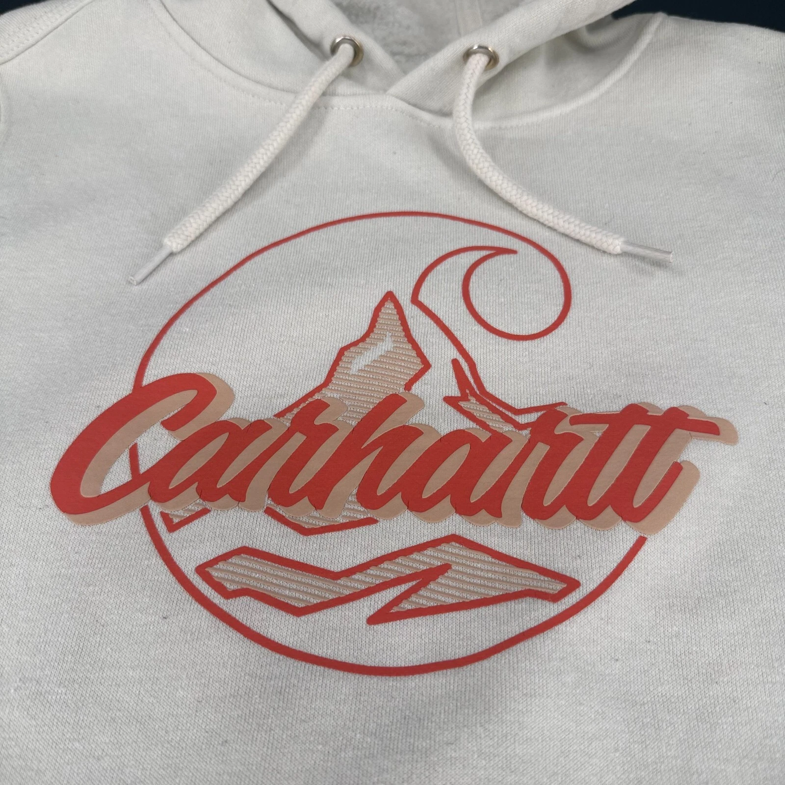 OFF WHITE Felpa con cappuccio pullover Carhartt Relaxed Fit DONNA bianco sporco arancione TAGLIA L