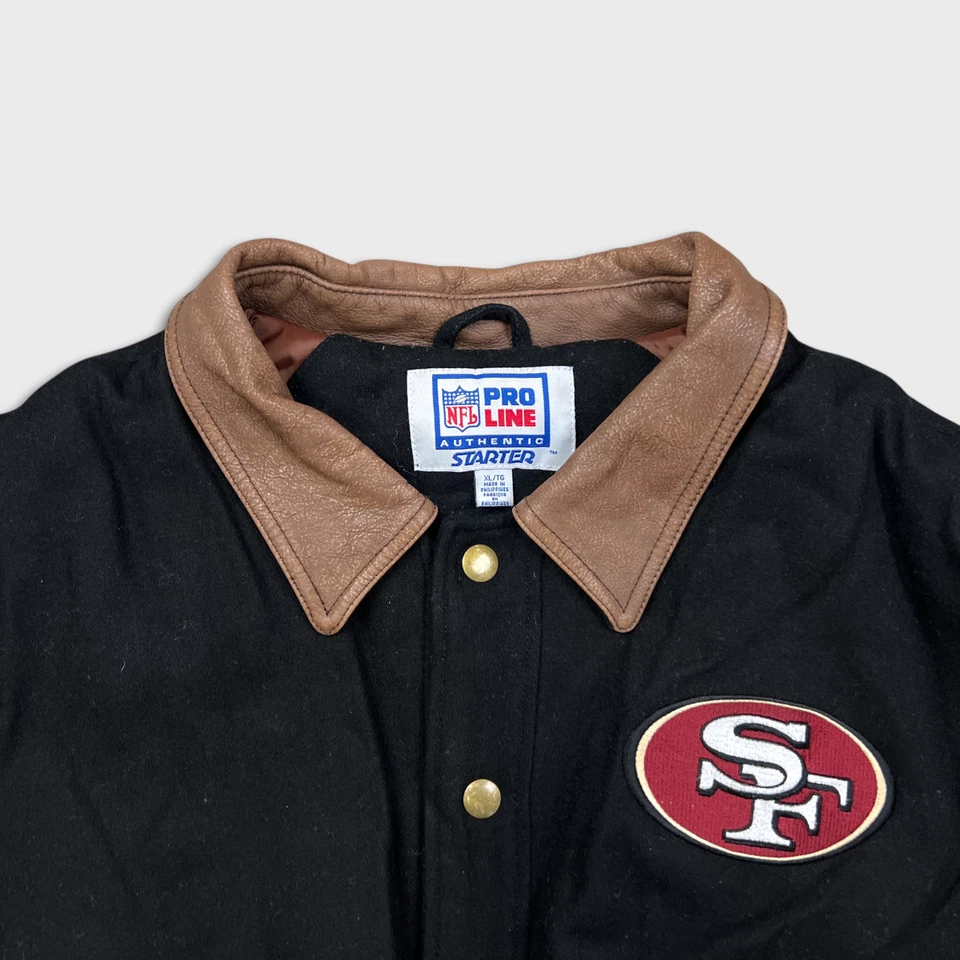Chaqueta de cuero vintage Pro Line San Francisco 49ers Starter para hombre XL NFL fútbol americano Foto 2 de 4