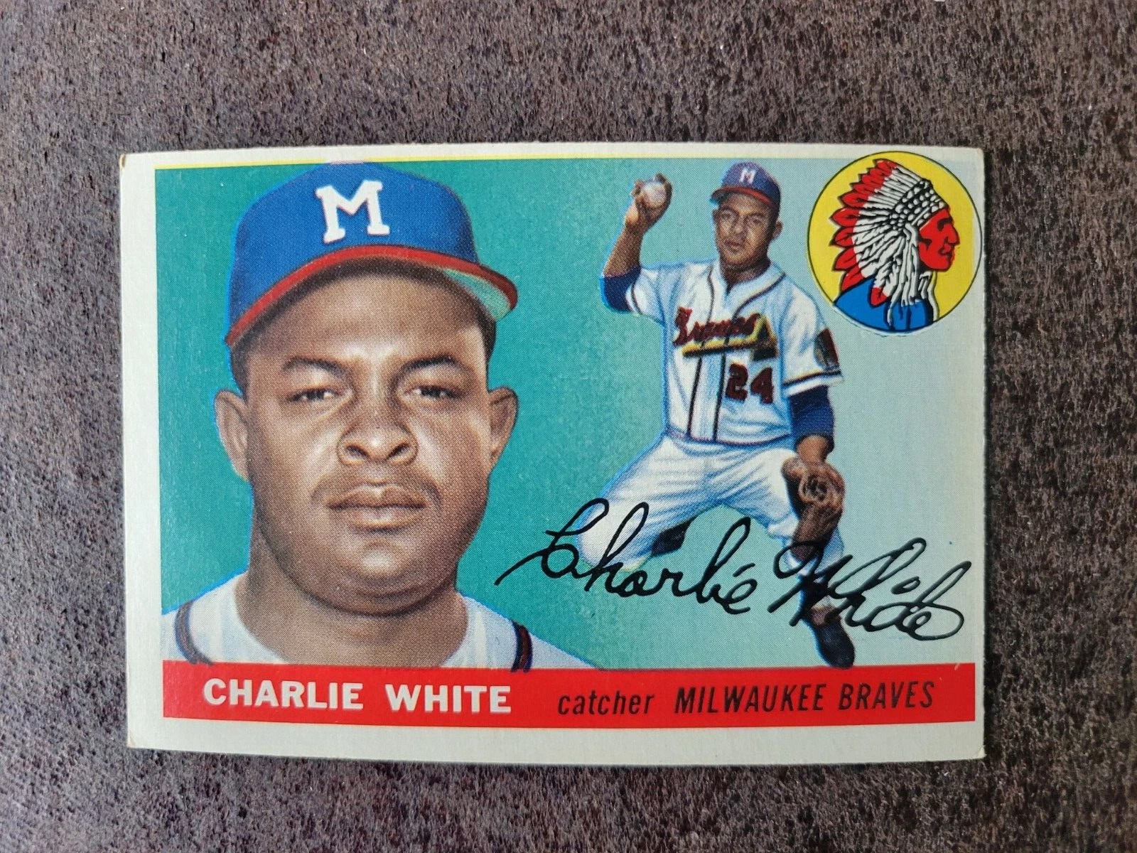 1955 Topps Baseball Charlie White #103 - Milwaukee Braves - Set Break #2