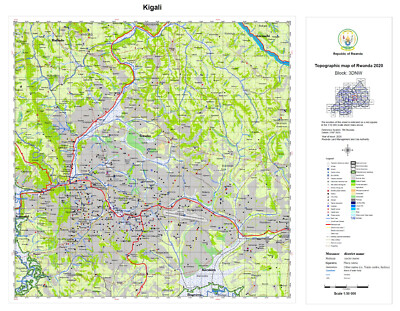 Rwanda Official Topographic Map - Kigali - 1:50,000 - 2020