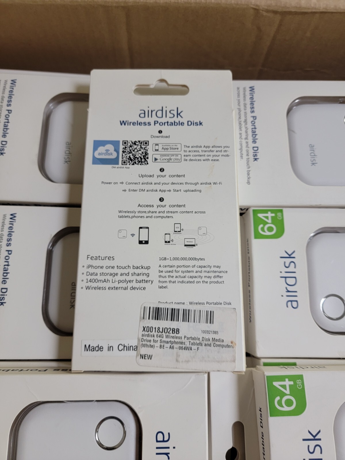 airdisk 2 in 1 64GB Wireless Flash Drive w Powercore 14000mAh Battery for iphone