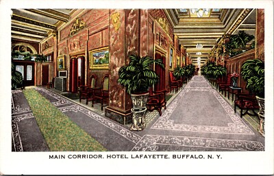 Postcard Main Corridor at Hotel Lafayette in Buffalo, New York