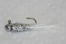 8 pk Scale Silver / Pearl White Crappie Fishing Tube Jigs Bluegill Perch Trout