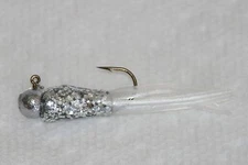 8 pk Scale Silver / Pearl White Crappie Fishing Tube Jigs Bluegill Perch Trout