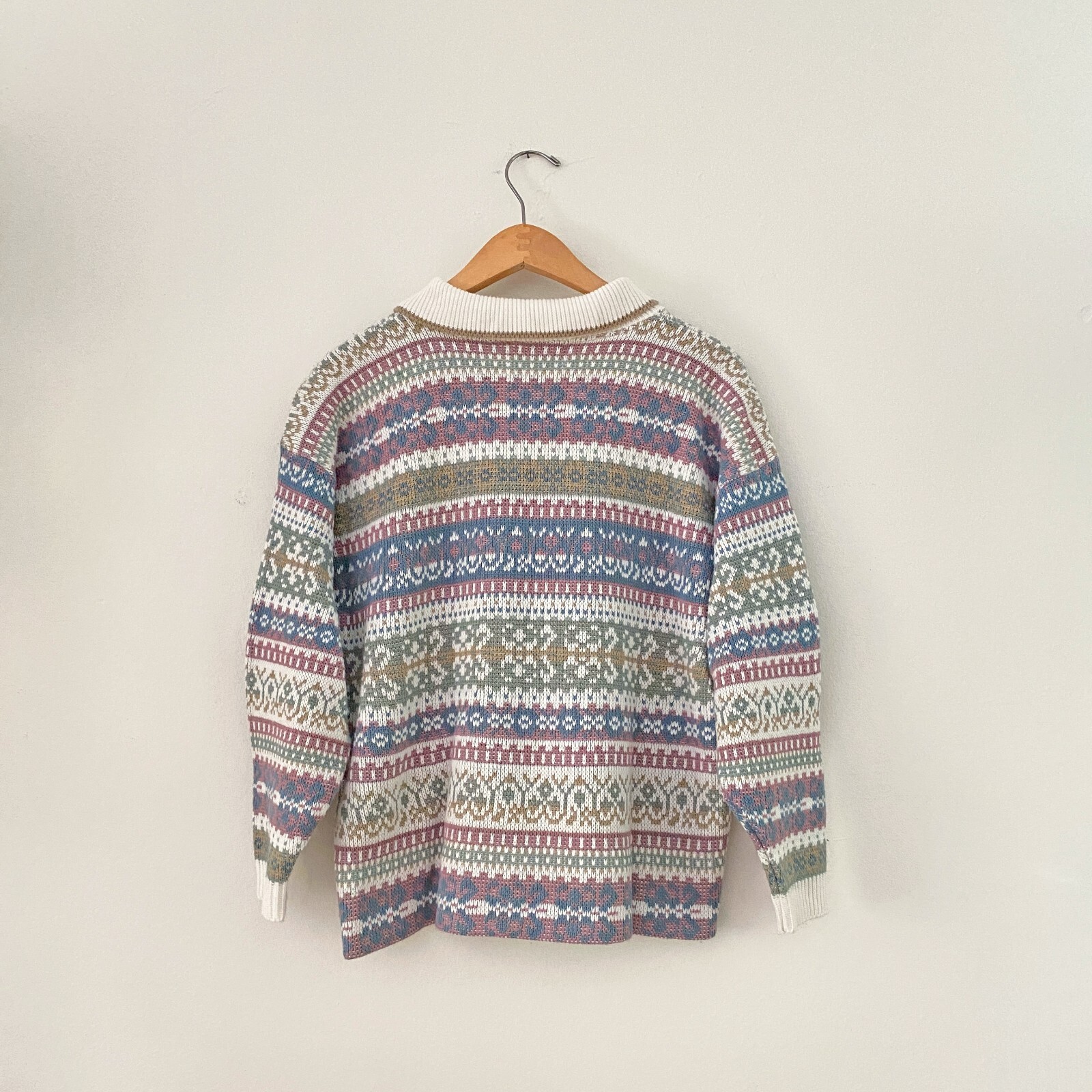 Pastel Patterned Collared Sweater - image 4