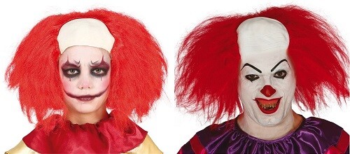 Böse Clown Perücke Halloween Horror IT Kostüm Erwachsene Kinder Kostüm Zubehör Neu - Bild 1 von 3