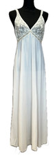 Vintage Ivory Miss Elaine Full Maxi Length Negligee Nightgown sz S/M