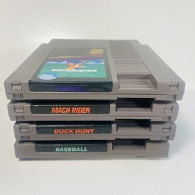 4 NES Nintendo Game 5 Screw Original Games Duck Hunt Baseball Pinball Mach Rider