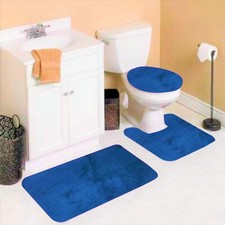 3PC 9 SOFT BATHROOM SET BATH MAT CONTOUR RUG TOILET LID COVER NEW 3 styles 6
