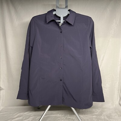 Athleta Women s Button Up Shirt Long Sleeve Collared Purple Size Large