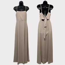 Show Me Your Mumu Lauren Tie Maxi Dress in Soft Beige Chiffon Size Medium