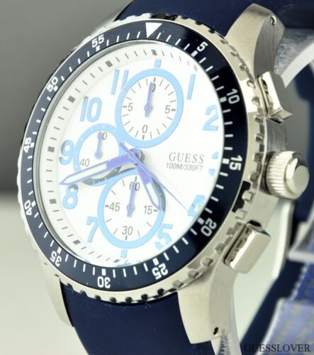 FREE Ship USA Chic Men Watch GUESS Blue Rubber Classic New U12651G2 Prime Lovely - Picture 3 of 5