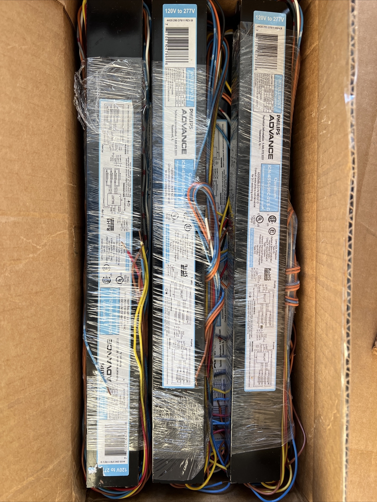 Lot OF 6 PHILIPS ADVANCE ICN4S5490C2LSG Electronic Ballast; 4 Lamp, F54T5/HO NOS eBay