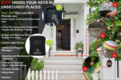 Iron Lock® - Key Lock Box Wall Mount for Keys 4 Digit Combination - Picture 41 of 63