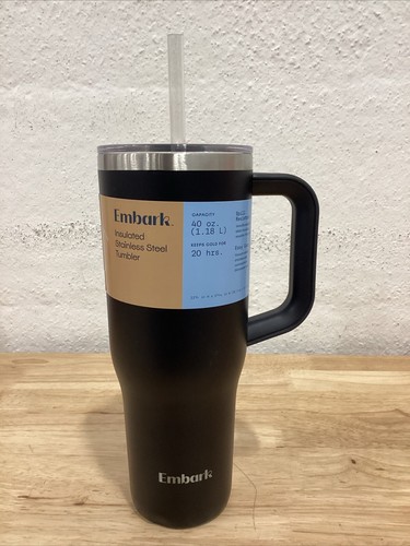 40oz Steel Straw Tumbler Black - Embark