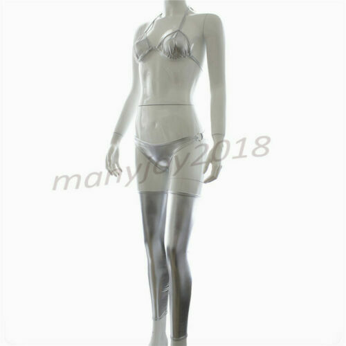 Women wet Leather Bikinis Bra Sexyy Lingerie Set brief Leggings Stocking Costume - Picture 14 of 24