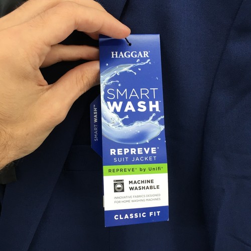Haggar Classic Fit Suit Jacket Mens 44R Blue Long Sleeve Notch Lapel Pockets NEW - Picture 17 of 24