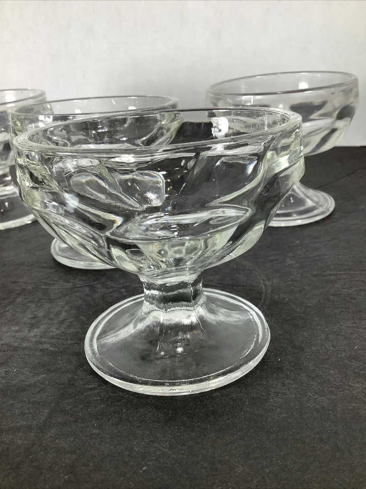 "JUEGO DE 5 ~ PEDESTAL DE VIDRIO HELADO GELATINA PLATOS DE POSTRE - 3,25""x3,25""" Foto 3 de 4