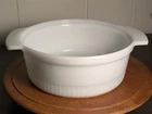Vintage Anchor Hocking Fire King Oven 2 QT White Ribbed Casserole Dish Bowl 1438