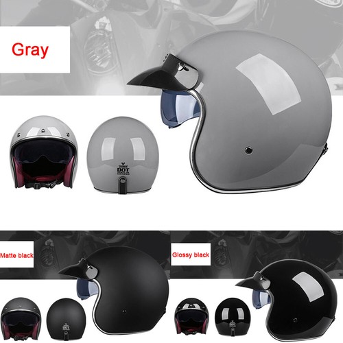 DOT Motorcycle Helmet Open Face 3/4 Integrated Sun Visor Chopper Scooter Helmet - Bild 17 von 26