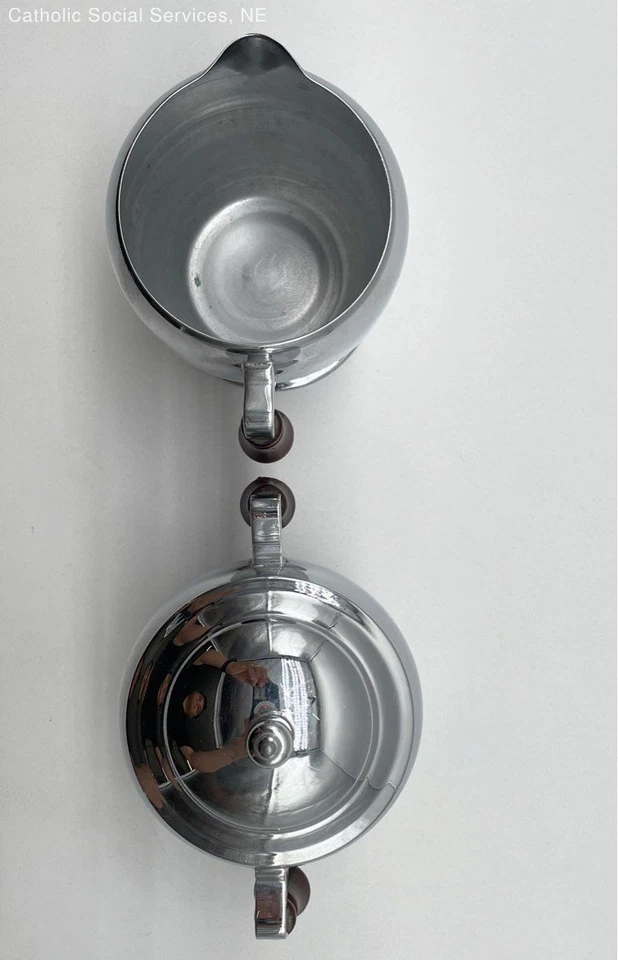 Juego de crema y azúcar vintage Farberware acero inoxidable cromo mediados de siglo Foto 3 de 4