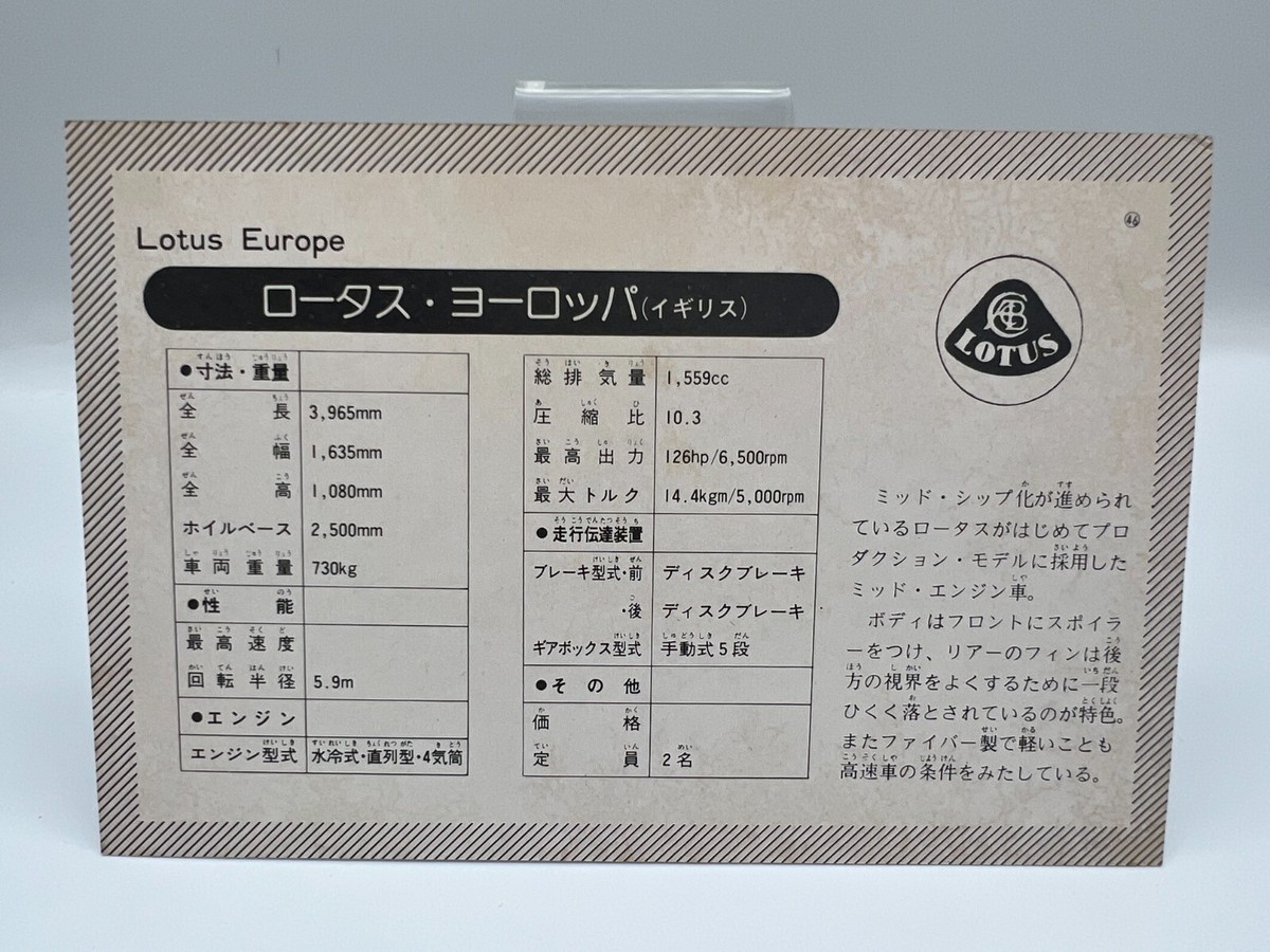 lotusページ LOTUS EUROPE Super car card Japanese Vintage Rare F/S | eBay